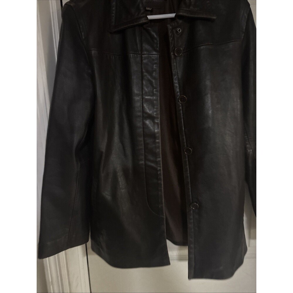 Coach Leather Jacket Womens Small Brown Blazer Button Front Made USA 1941 - Picture 2 of 11